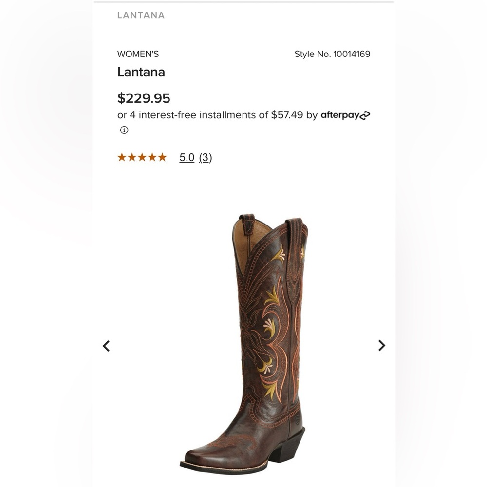 Ariat Lantana Women’s Cowboy Boot NWOT Size 7.5